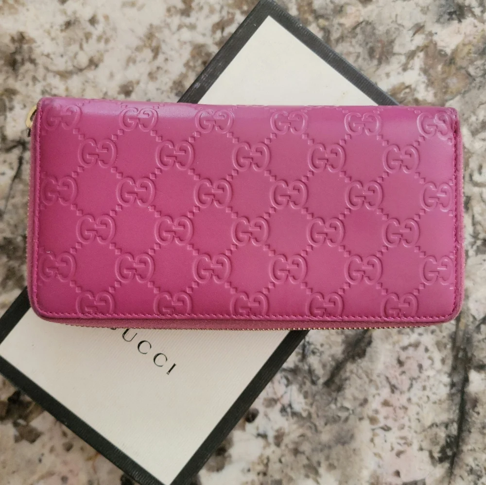 💖GUCCI Shima GG Guccissima Logo Leather Zippy Around Long Wallet  /N2464 - Picture 2 of 11